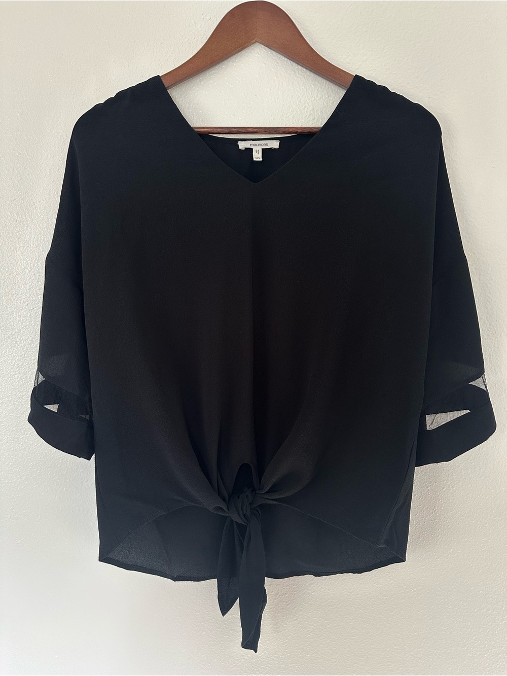 Maurices Black Tie-Front V-Neck Blouse